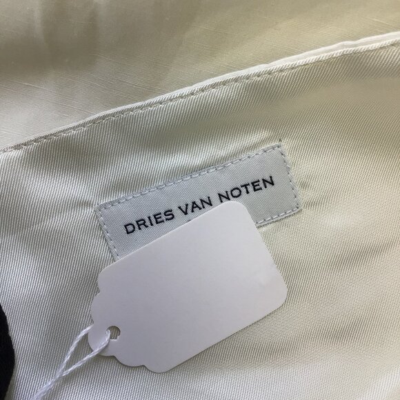 DRIES VAN NOTEN IVORY / ORANGE MULTI PRINTED SLEEVELESS V-NECK COTTON AND LINEN - Picture 4 of 4